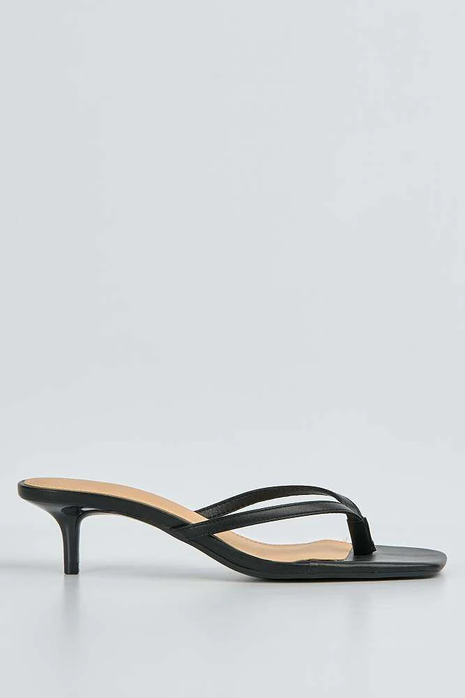Atara Toe -Post Kitten Heel Mules in Black - Image 6