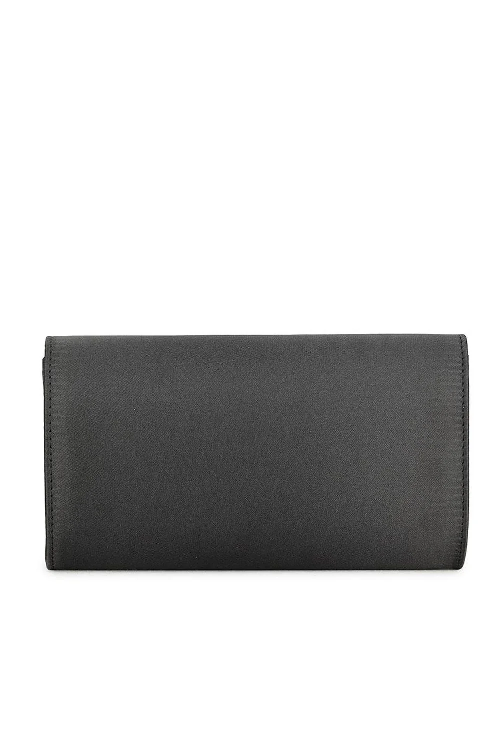 Avery Diamante Bow Detail Clutch Bag in Black - Image 3