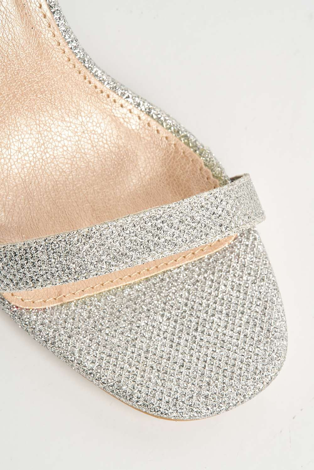 Ayda Barely There Mid Heel Stiletto Sandal in Silver Mesh - Image 6