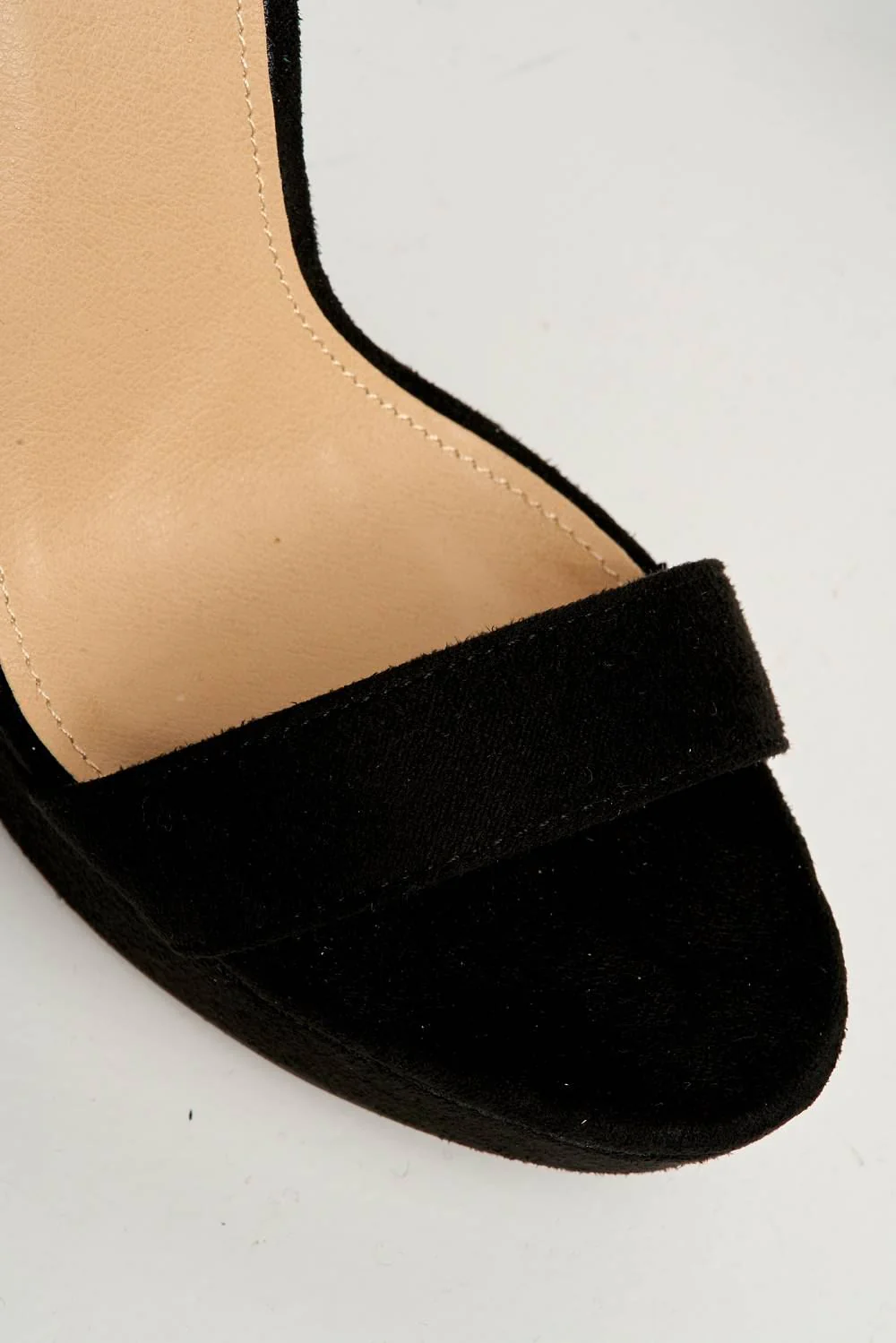 Azaria Ankle Strap Block Heel Platform Heeled Sandals in Black Suede - Image 6