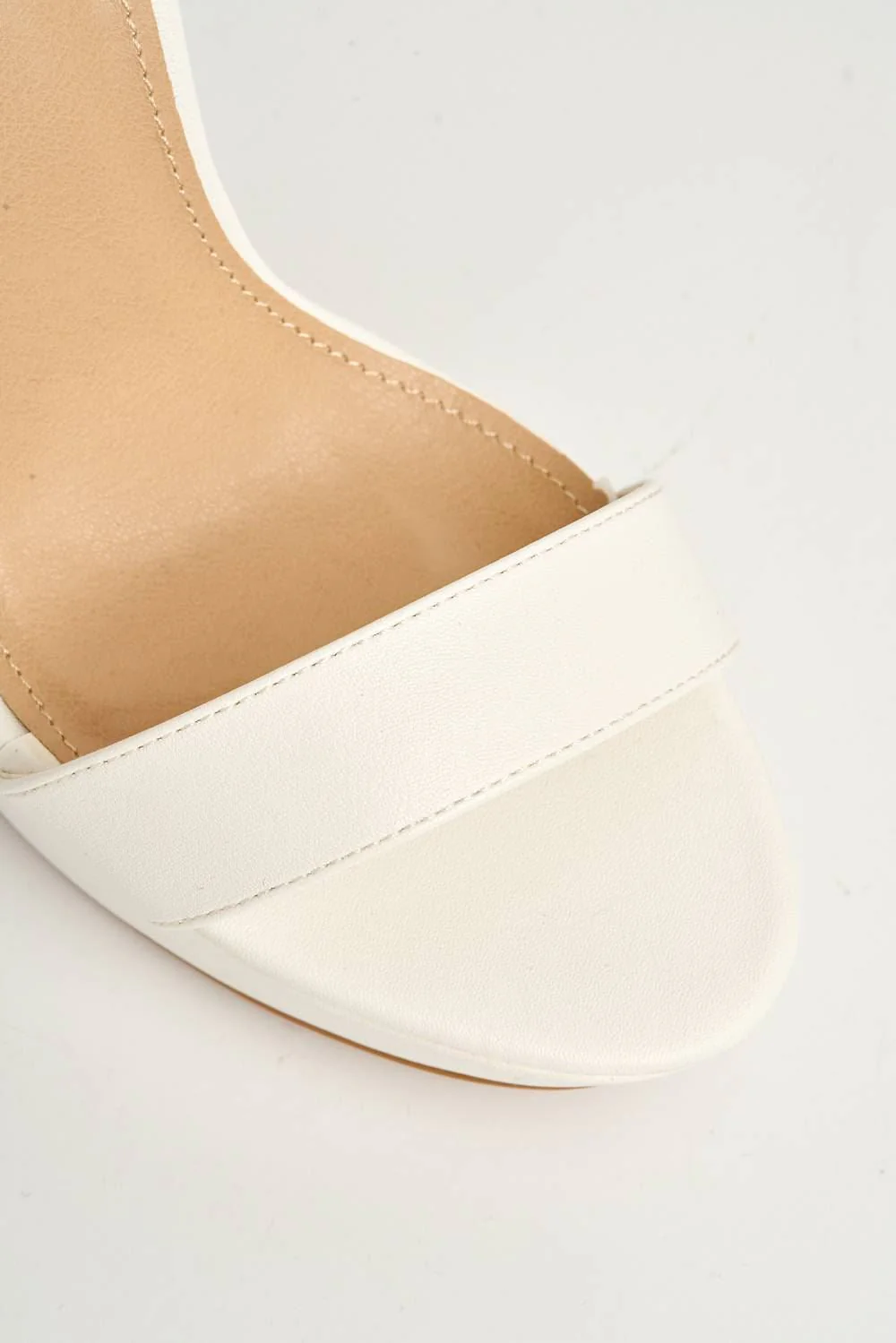 Azaria Ankle Strap Block Heel Platform Heeled Sandals in White PU - Image 6