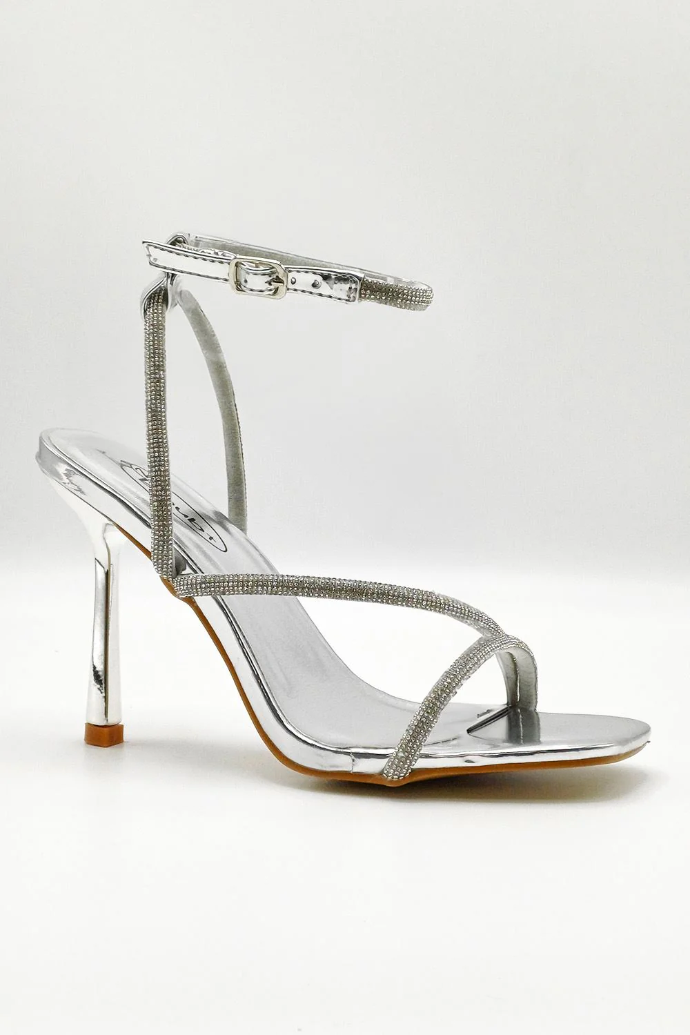 Azelma Diamante Strappy High Heels in Silver - Image 2