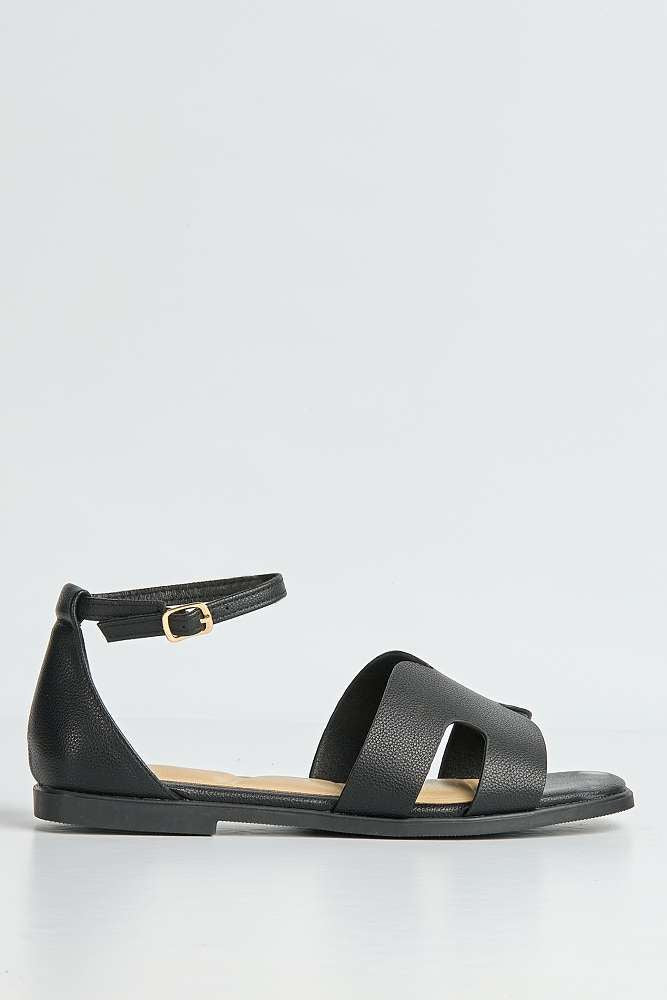 Azita H Shape Band Anklestrap Sandals in Black - Image 6