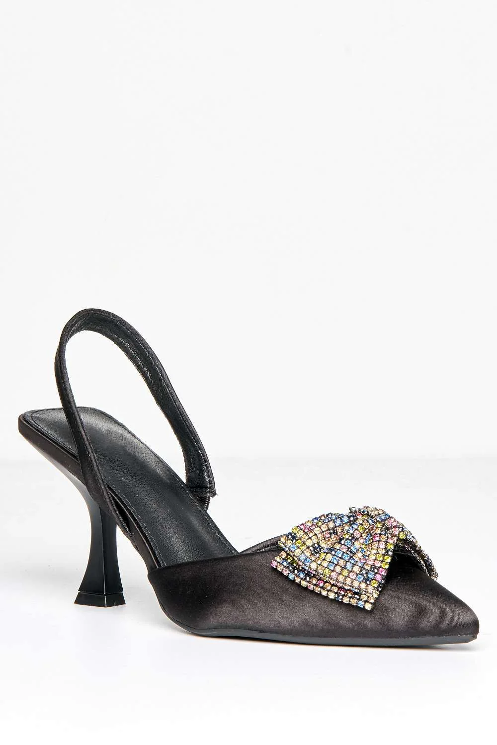 Azzurra Diamante Bow Detail Court Shoes in Black - Image 3