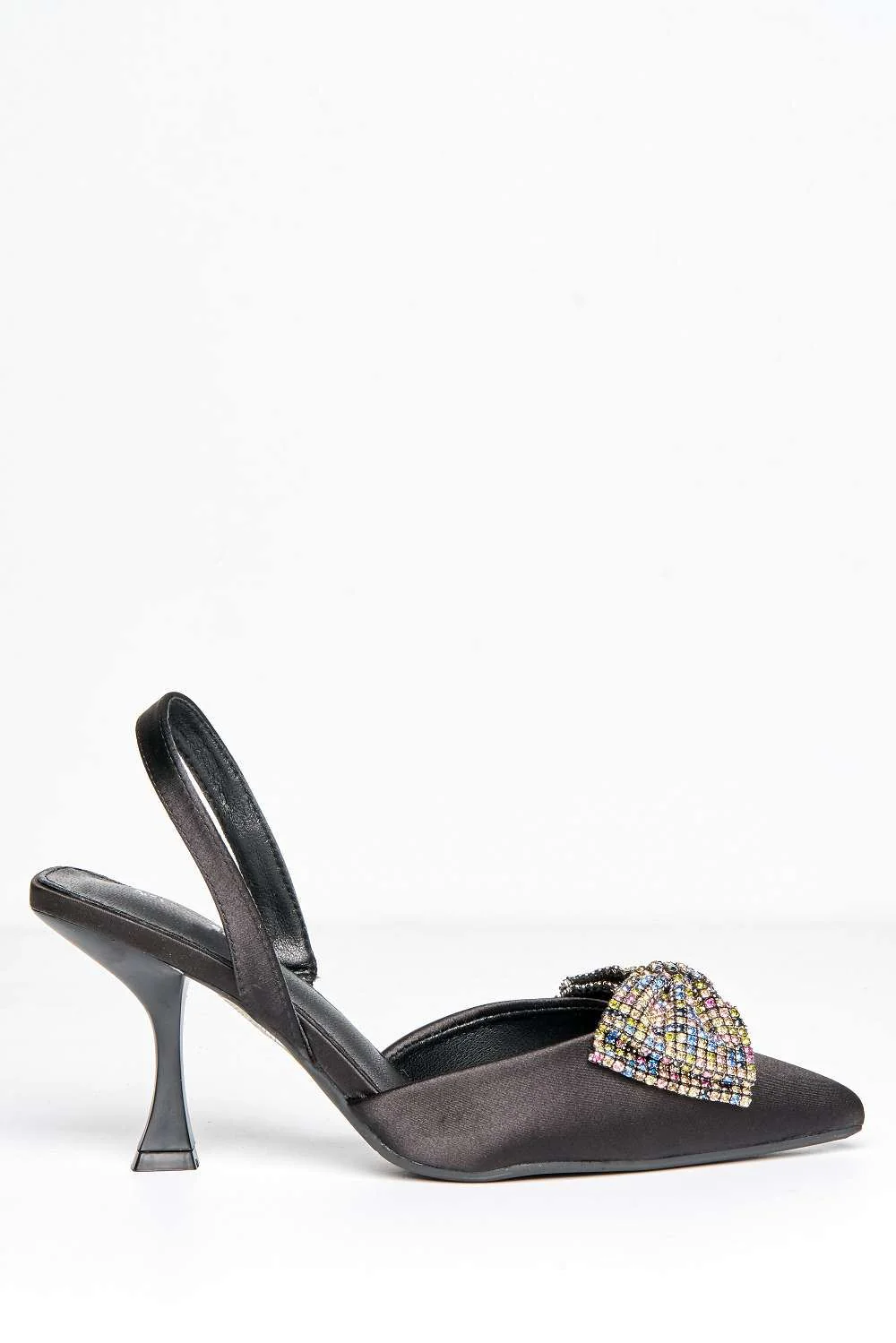 Azzurra Diamante Bow Detail Court Shoes in Black - Image 4