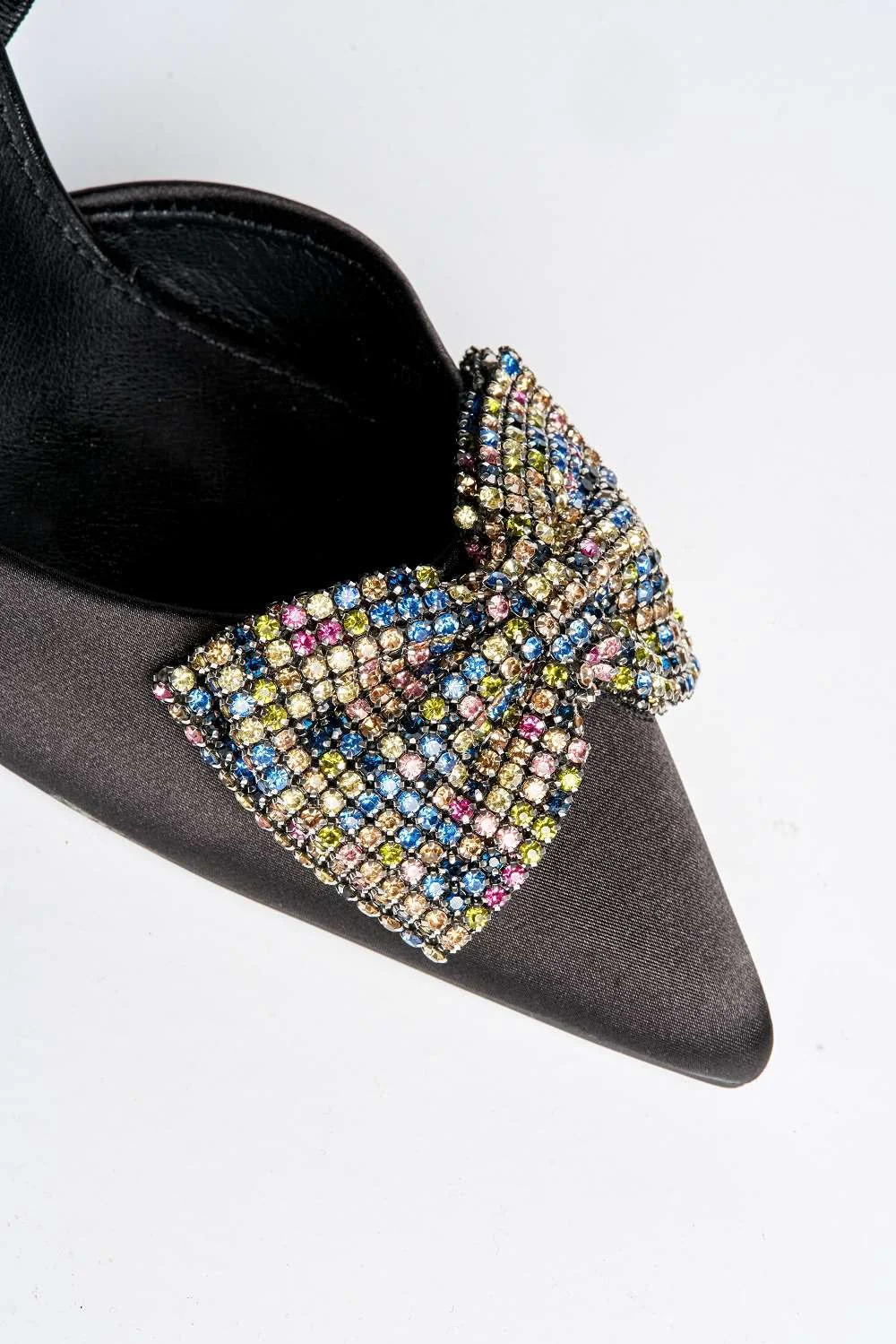 Azzurra Diamante Bow Detail Court Shoes in Black - Image 5