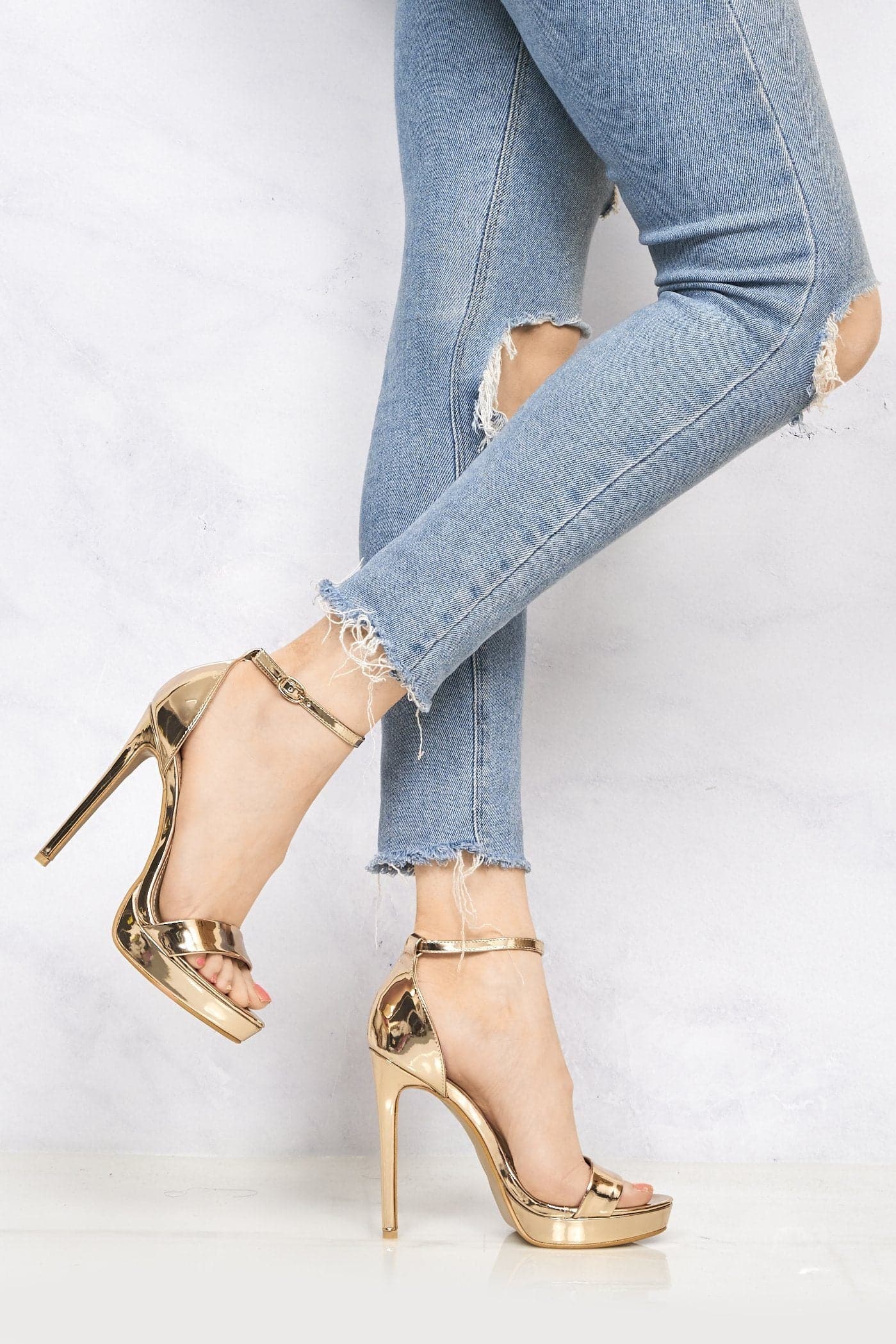 Ella Barely There Platform Sandal in Rose Gold - Image 2