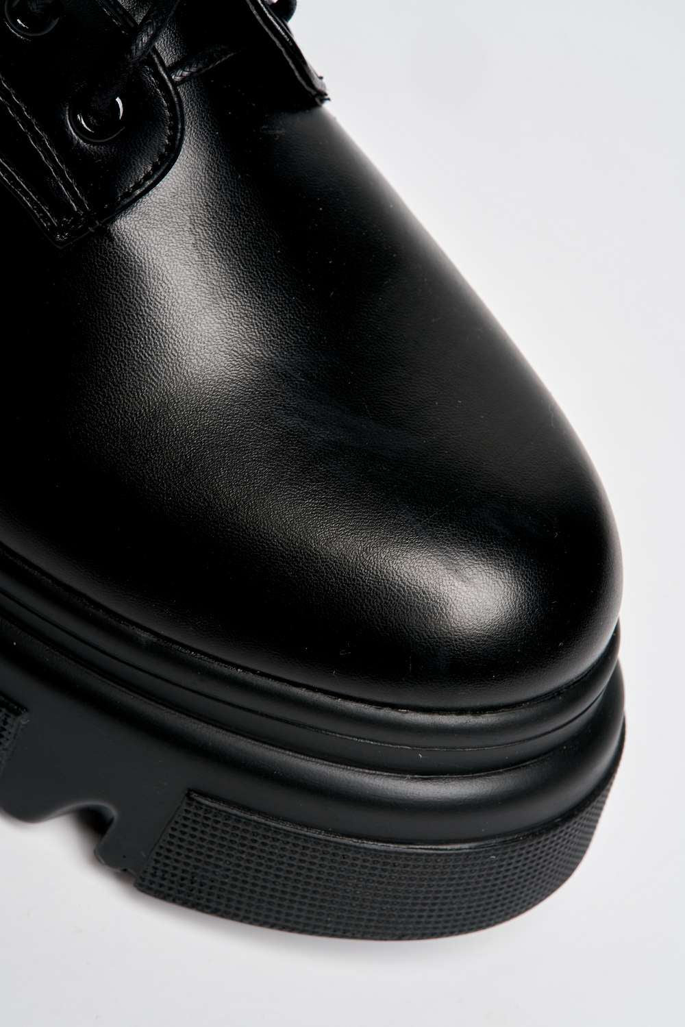 Bernie Chunky Lace-up Biker Boots with Side Zip in Black - Image 6