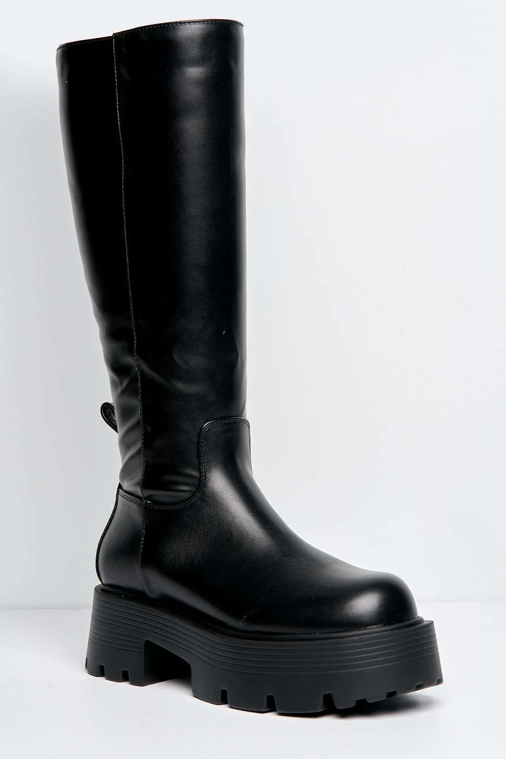 Bernie Chunky Sole Calf Boots in Black - Image 4