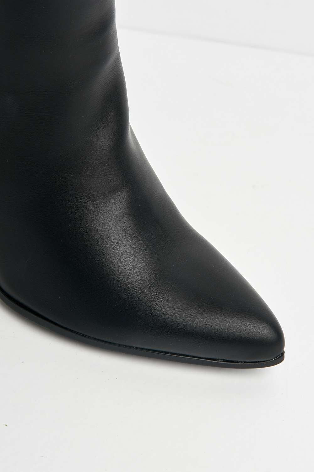 Billie Pointed Toe Block Heel Ankle Boots in Black Matt - Image 7