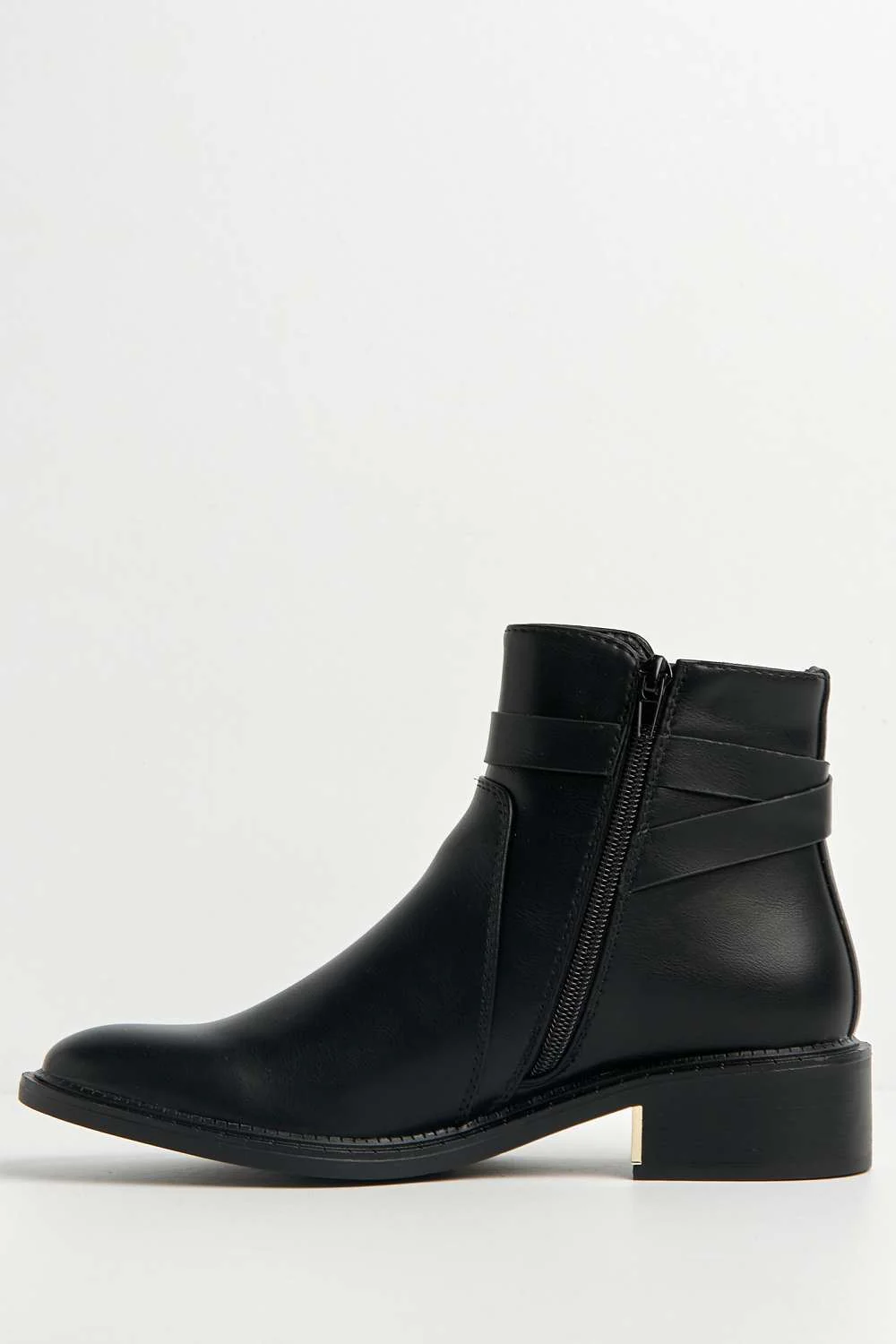 Brenn Metallic Trim Heel Chelsea Ankle Boots in Black Matt - Image 6