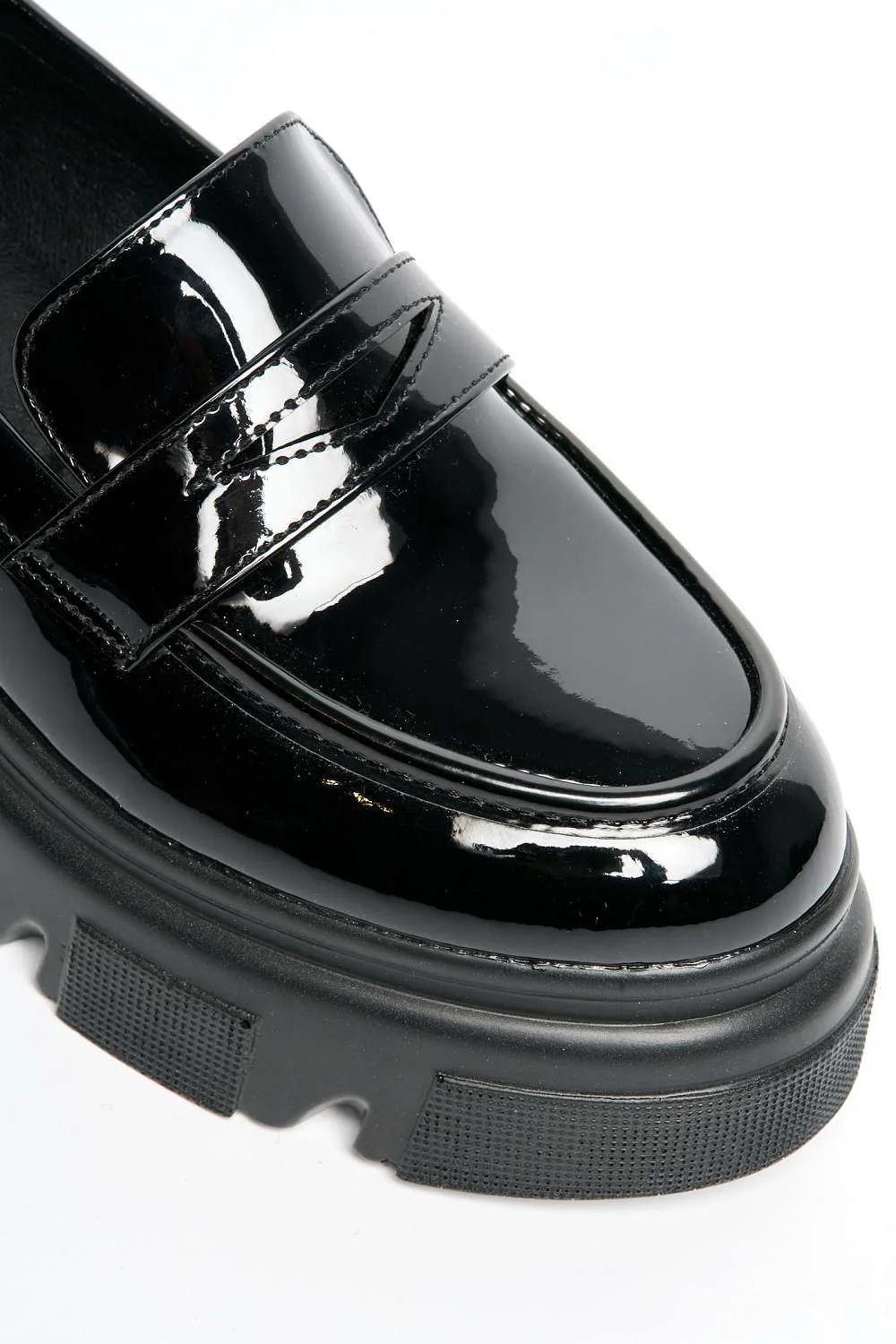 Brogan Chunky Sole Loafers in Black Patent - Image 6