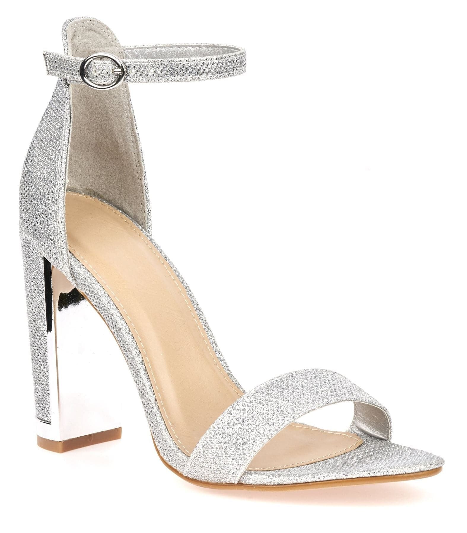 Bronx Gold Lined Heel Anklestrap Sandal in Silver Mesh - Image 5