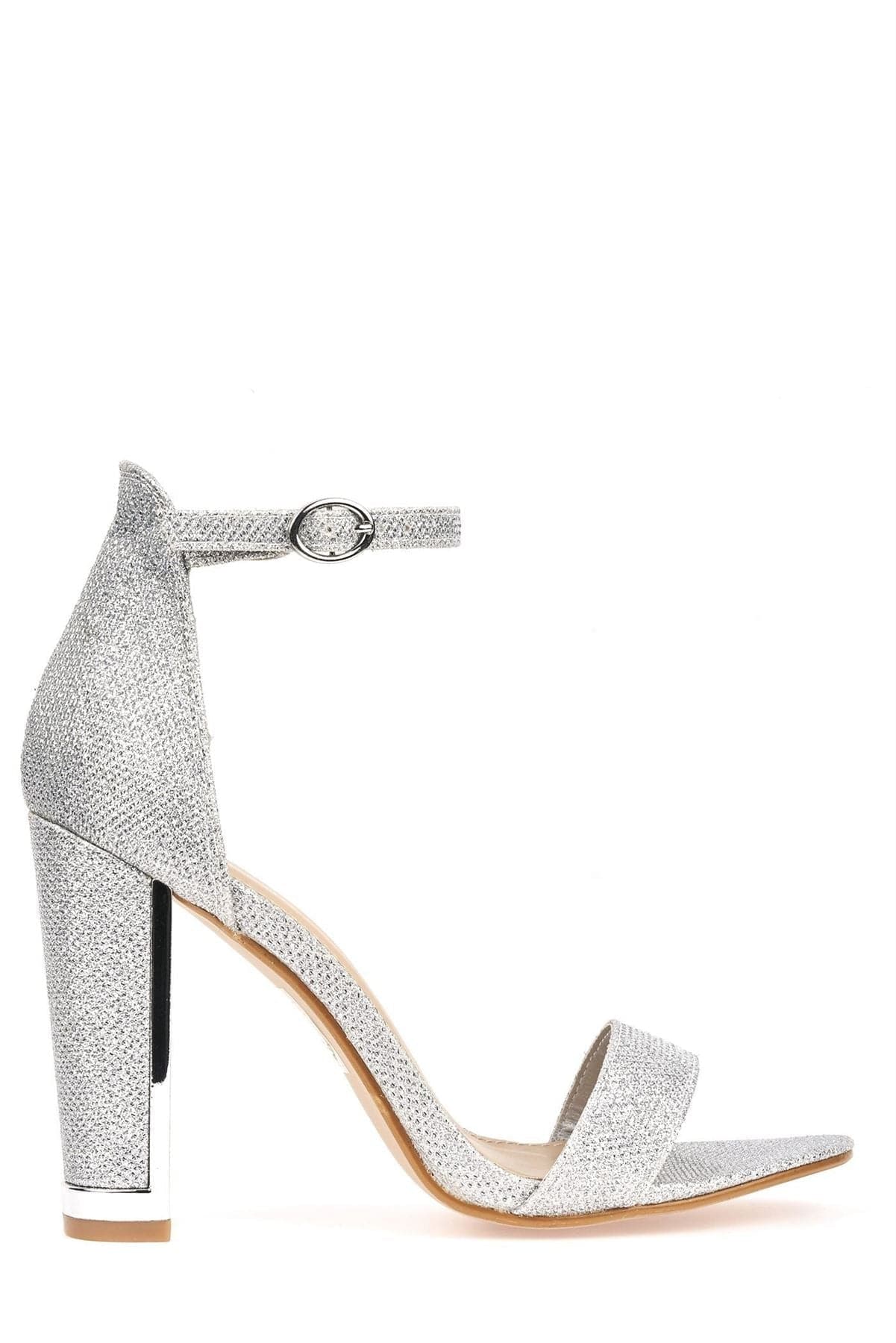 Bronx Gold Lined Heel Anklestrap Sandal in Silver Mesh - Image 6