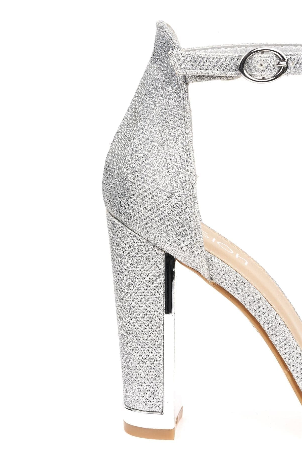 Bronx Gold Lined Heel Anklestrap Sandal in Silver Mesh - Image 7