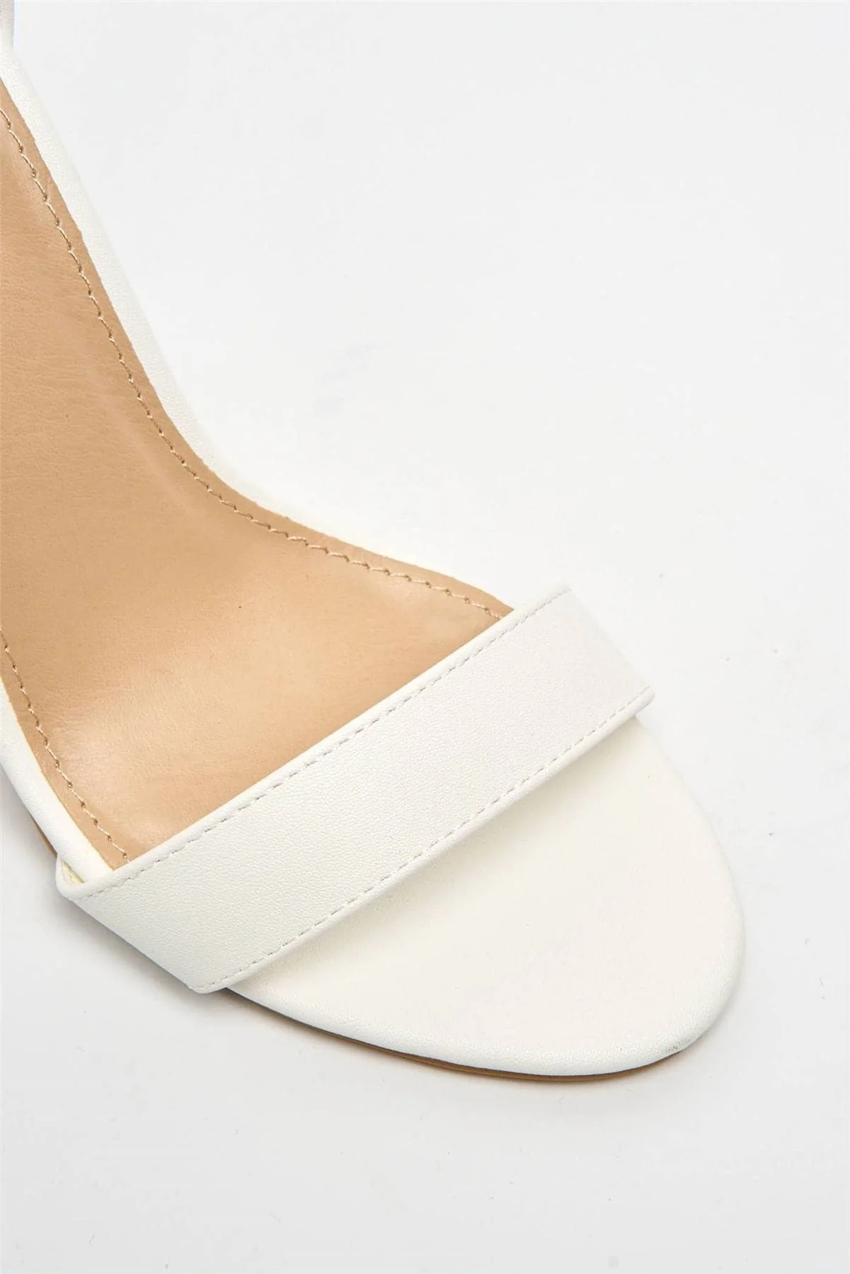 Bronx Gold Lined Heel Anklestrap Sandal in White Matt - Image 7
