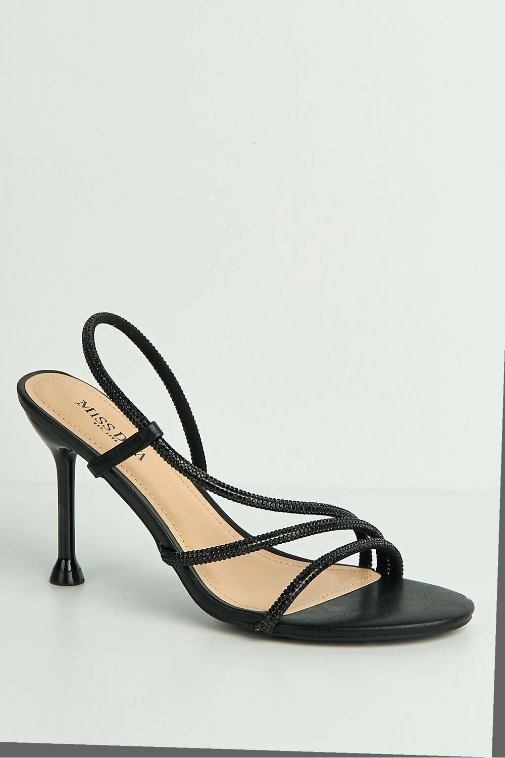 Cady 3 Diamante Band Stiletto Heeled Sandals in Black - Image 4