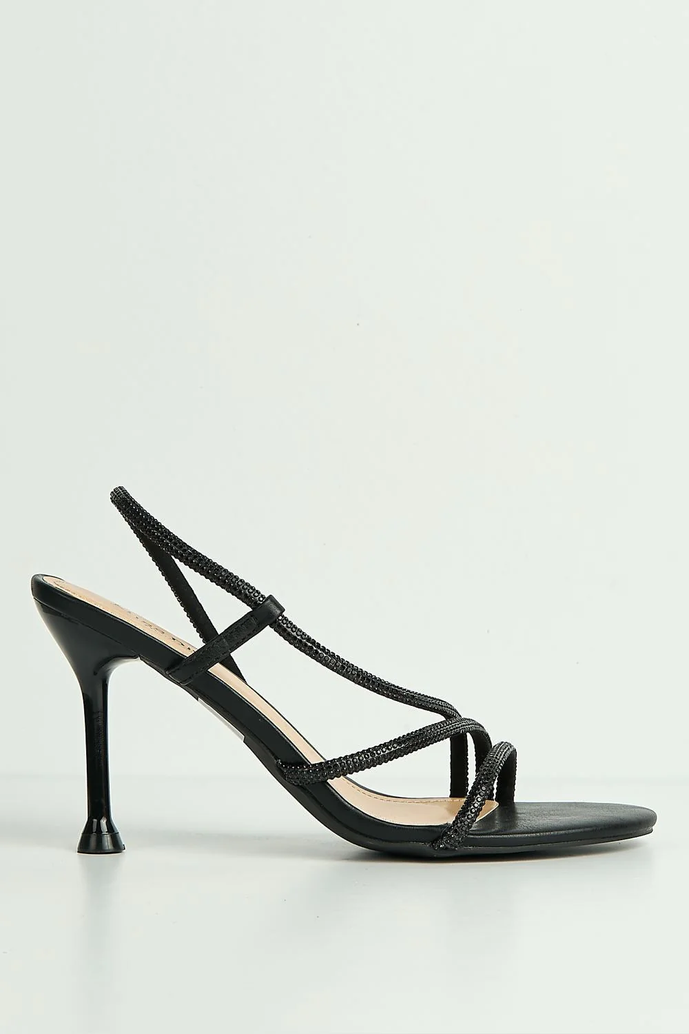 Cady 3 Diamante Band Stiletto Heeled Sandals in Black - Image 5