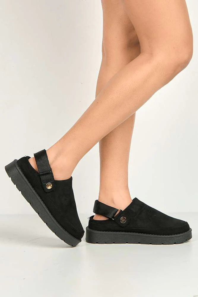 Carly Backless Extended Elastic Strap Slippers in Black - Image 3