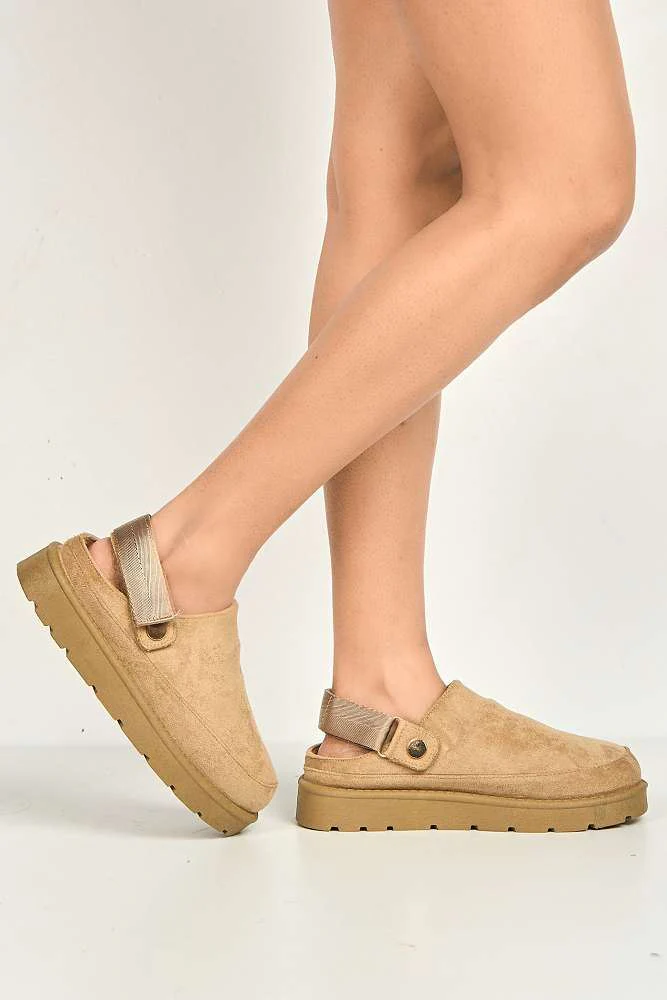 Carly Backless Extended Elastic Strap Slippers in Sand - Image 3