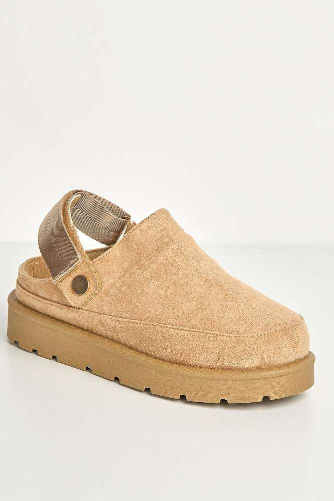 Carly Backless Extended Elastic Strap Slippers in Sand - Image 4