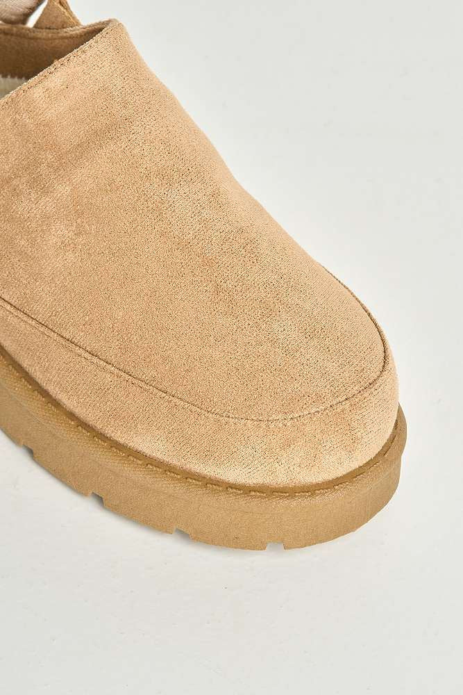 Carly Backless Extended Elastic Strap Slippers in Sand - Image 5