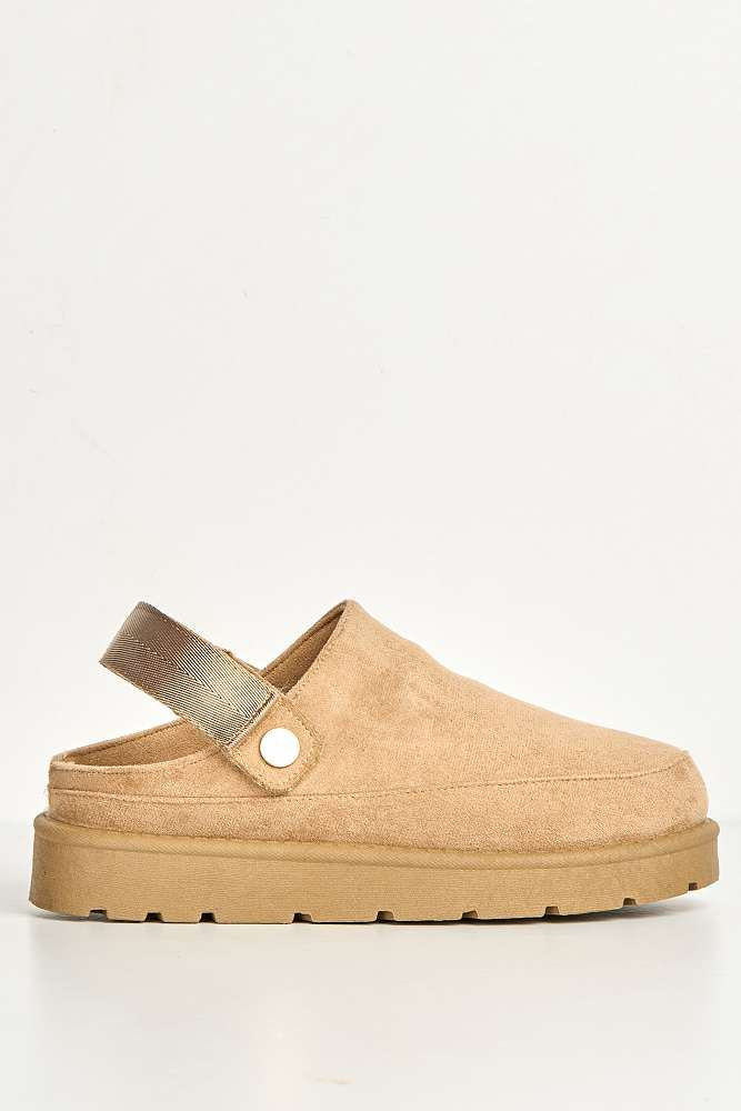 Carly Backless Extended Elastic Strap Slippers in Sand - Image 6