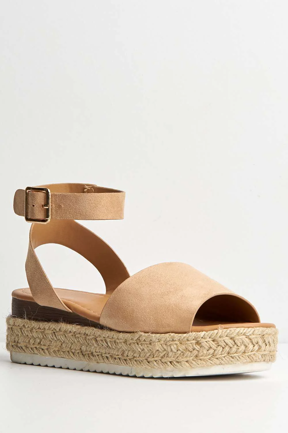 Casey Espadrille Flatform Sandals in Nude Suede - Image 4