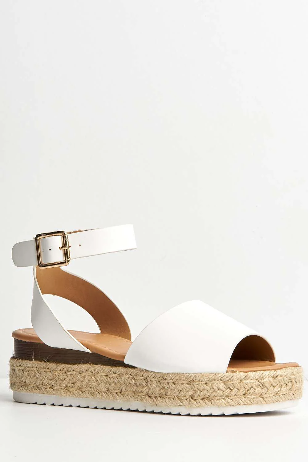 Casey Espadrille Flatform Sandals in White Matt - Image 4