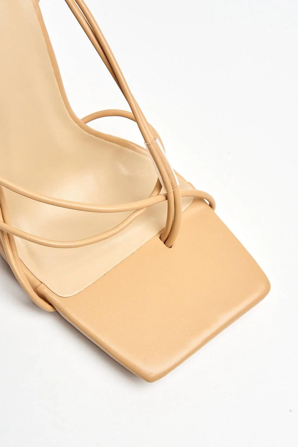 Cassa Toepost Strappy Lace Up Heel in Beige - Image 7