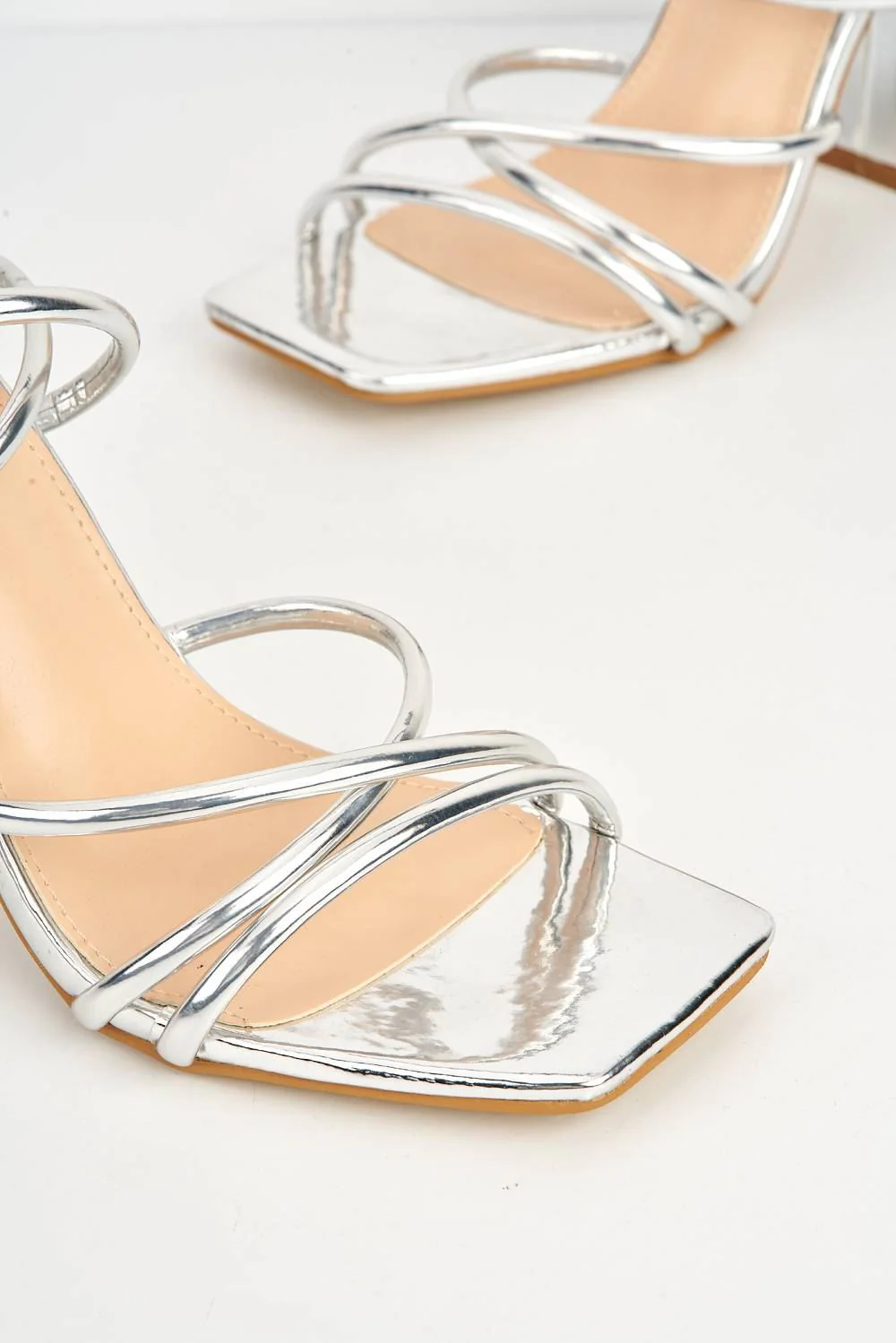 Chania Thick Strappy Block Heel Sandal in Silver - Image 5
