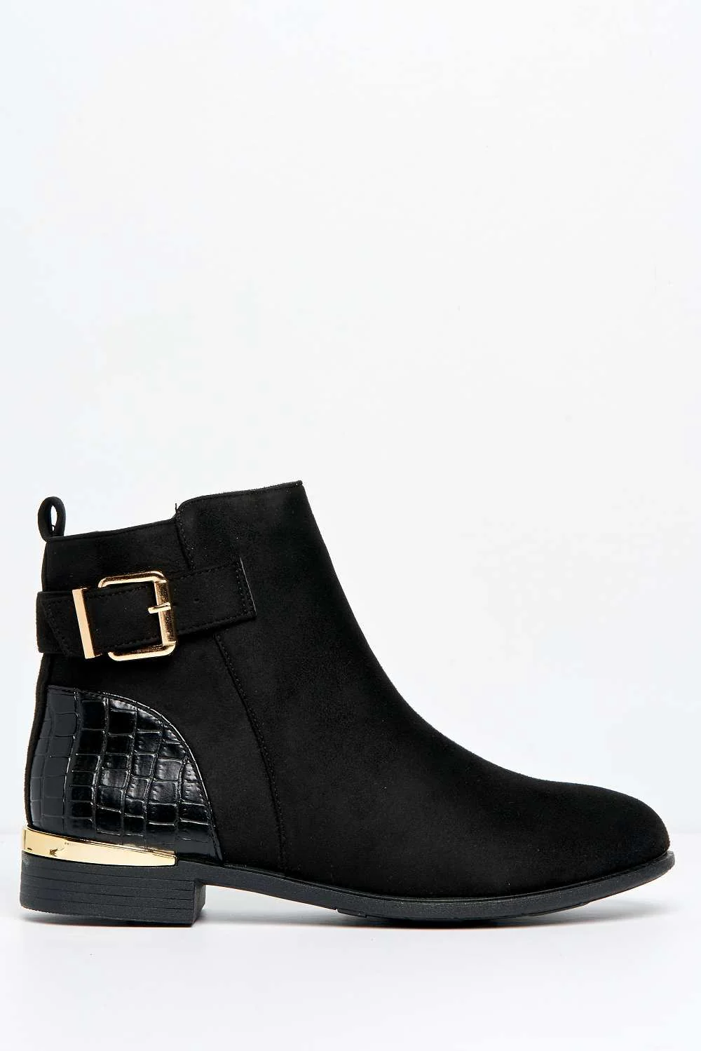Chasie Low Block Heel Ankle Boots in Black Suede - Image 5