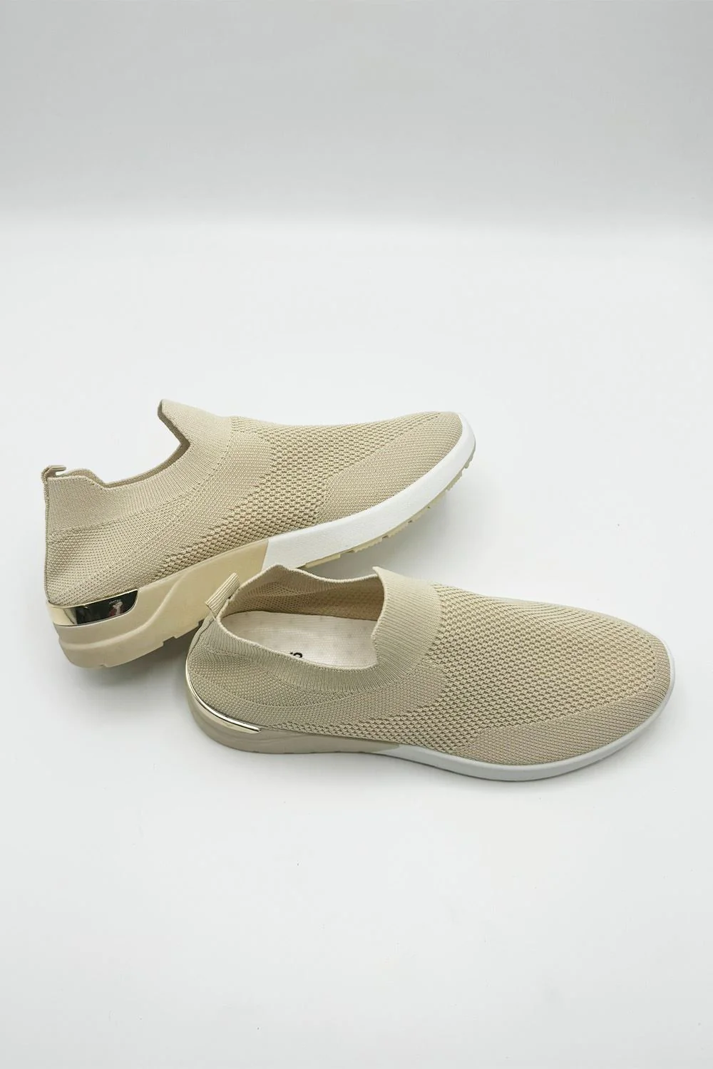 Chelsey Slip On Trainers in Beige - Image 3