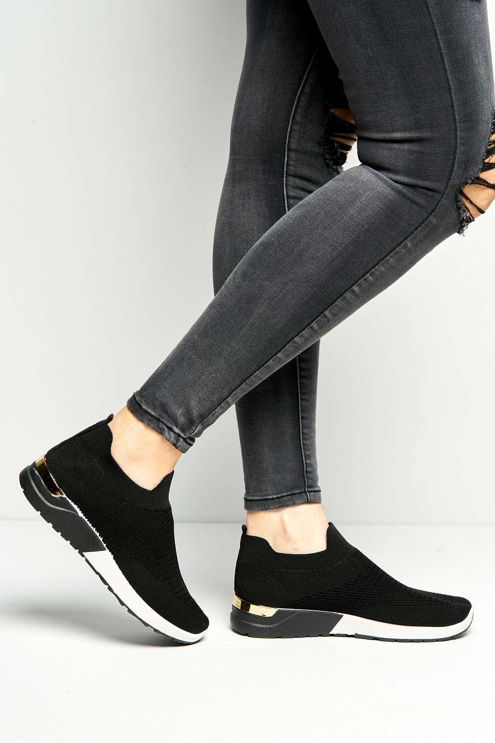 Chelsey Slip On Trainers in Black - Image 2