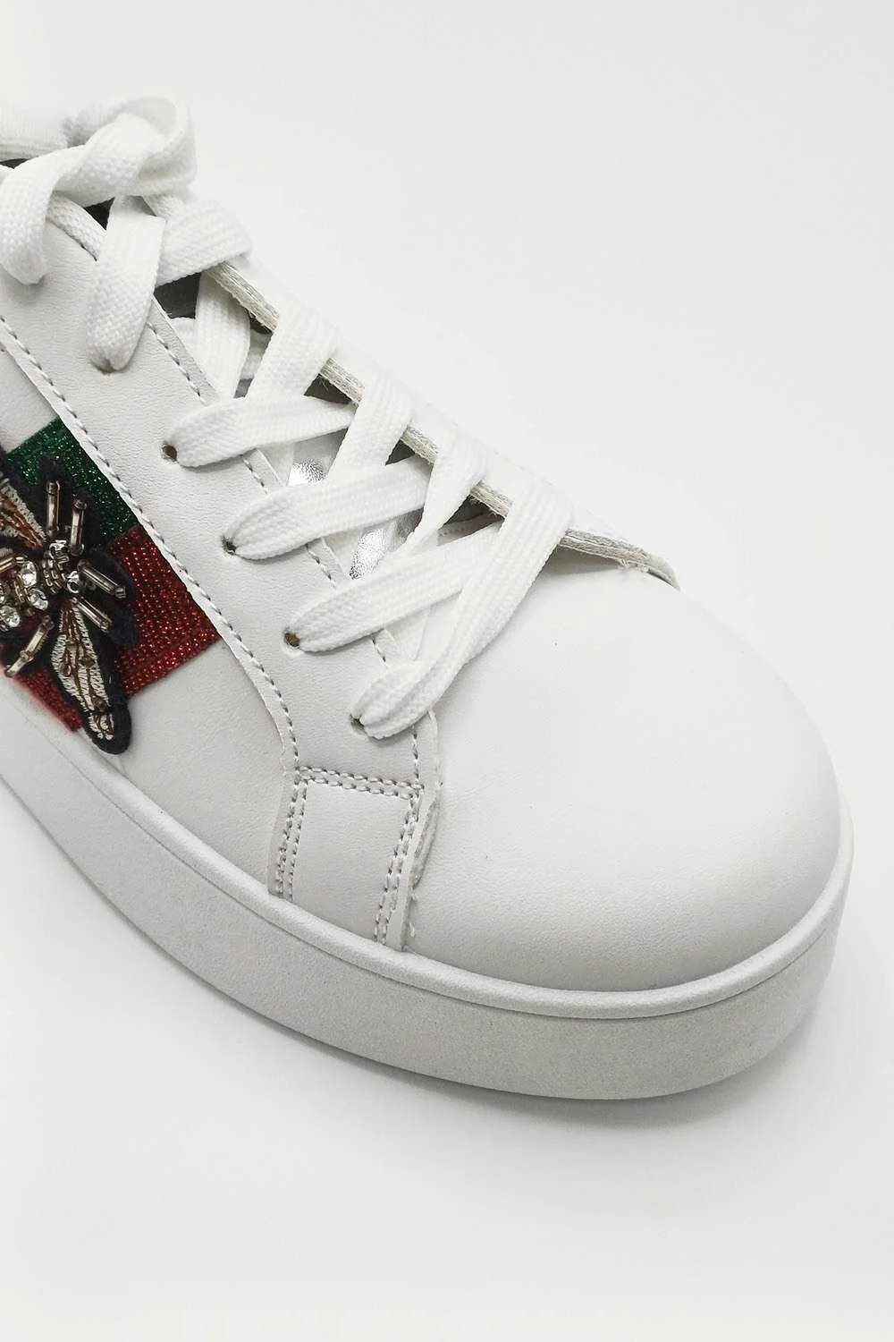 Cici Bee Detail Laceup Trainer in White - Image 3