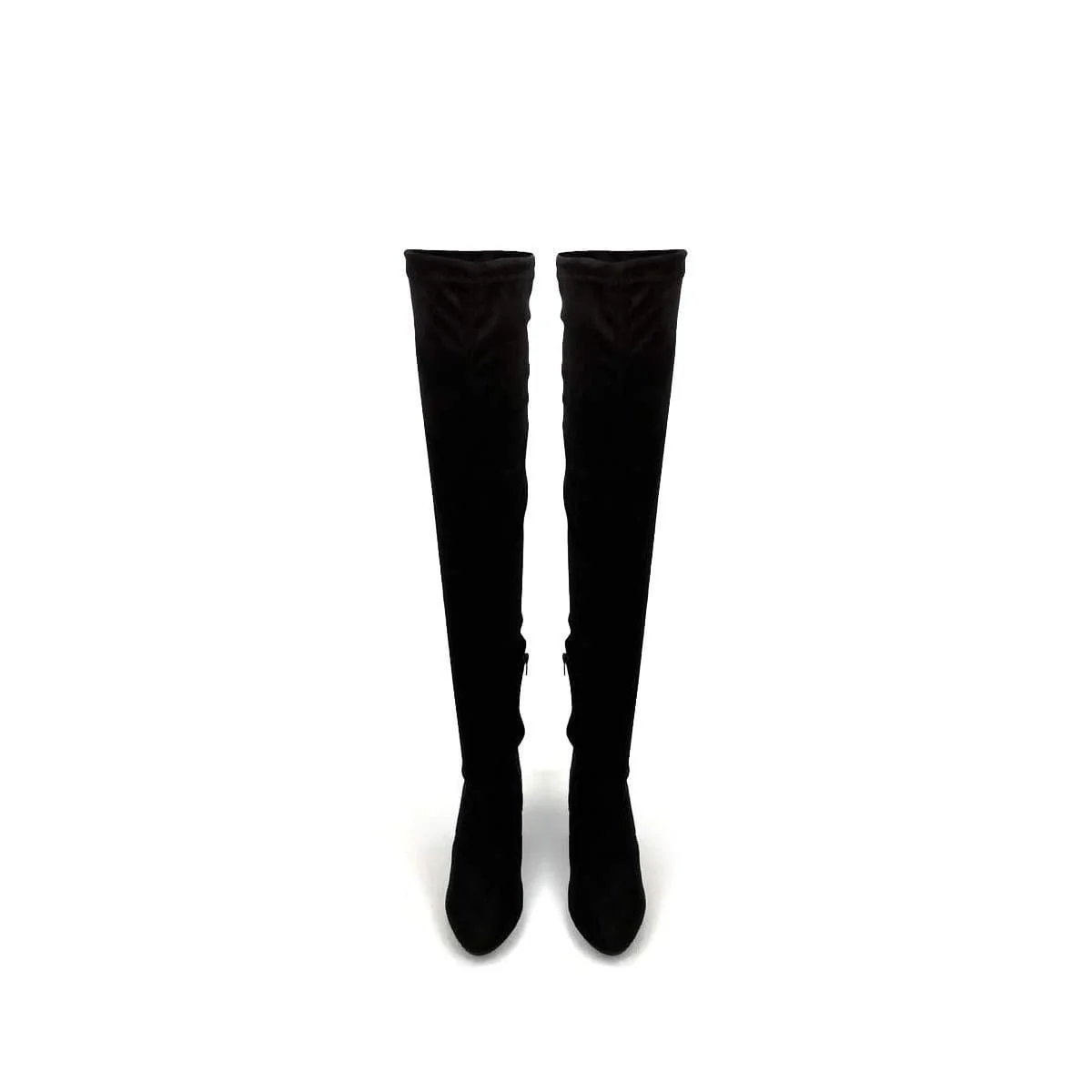 Cinda Block Heel Slim Over Knee Boot In Black Suede - Image 7