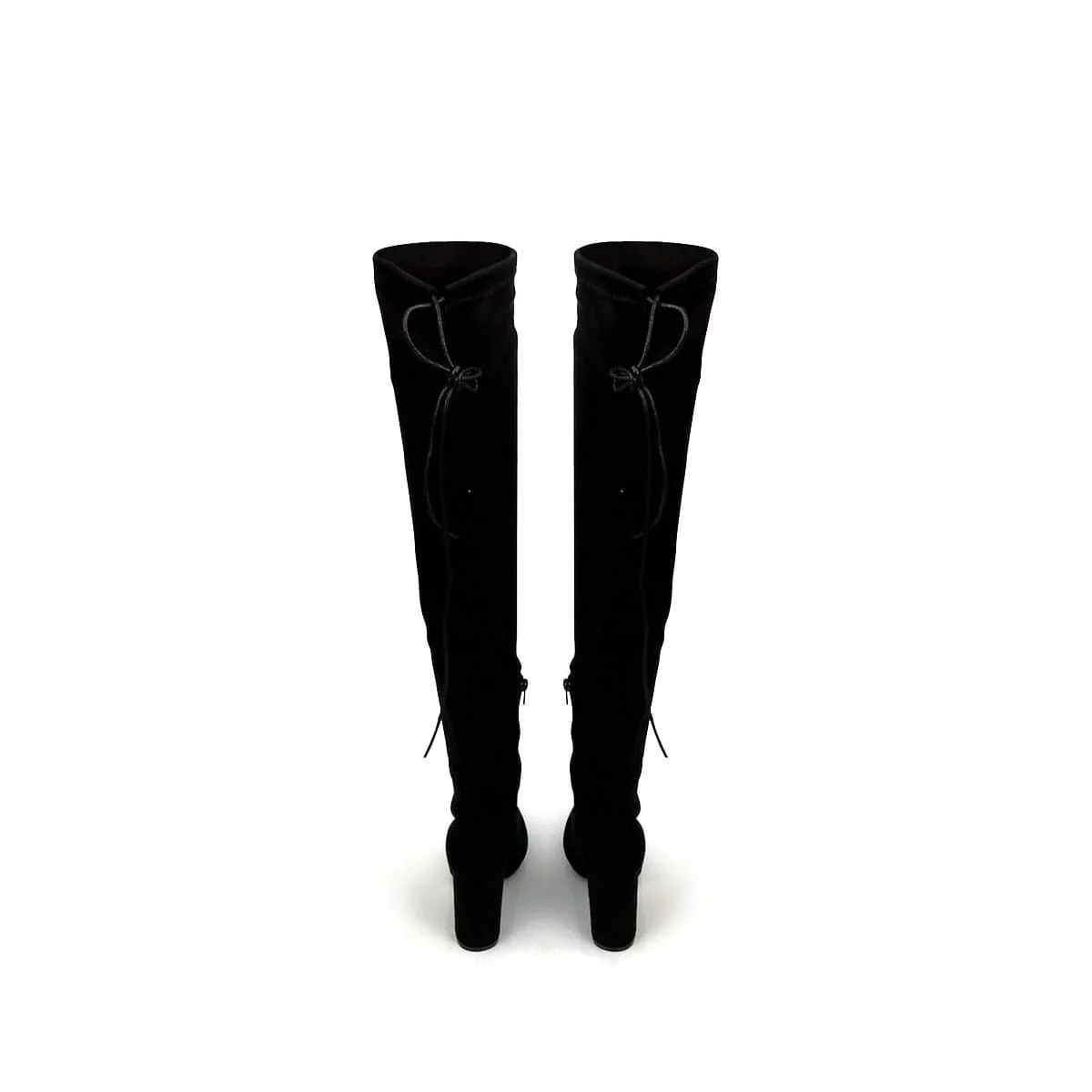 Cinda Block Heel Slim Over Knee Boot In Black Suede - Image 8