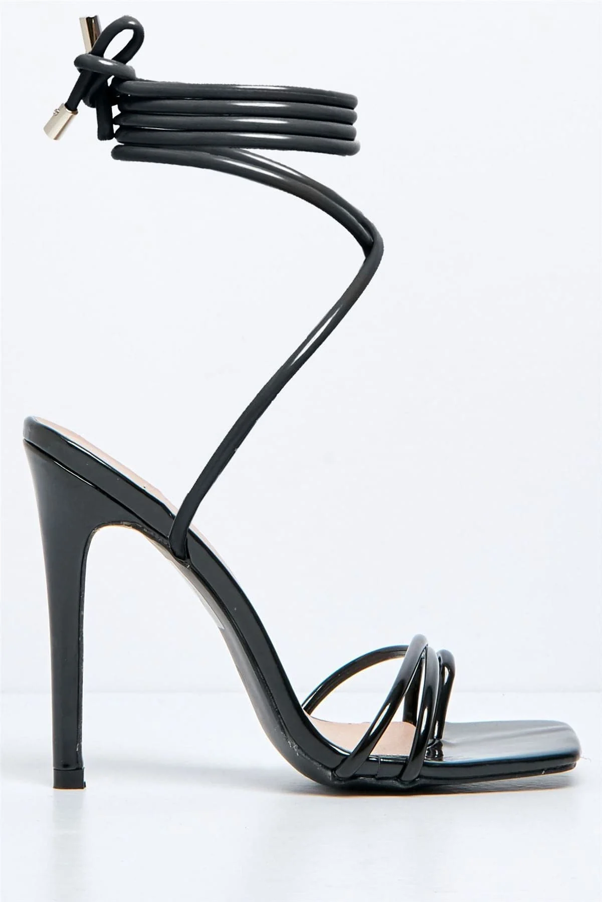 Ciri Square-toe Lace-up Heels in Black - Image 4