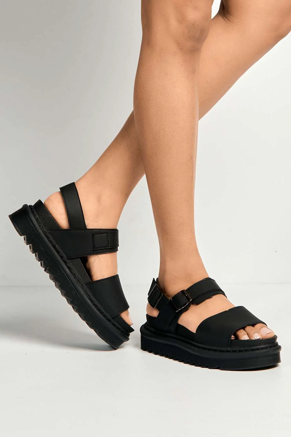 Cirra Anklestrap Flatform Sandals in Black Matt - Image 2