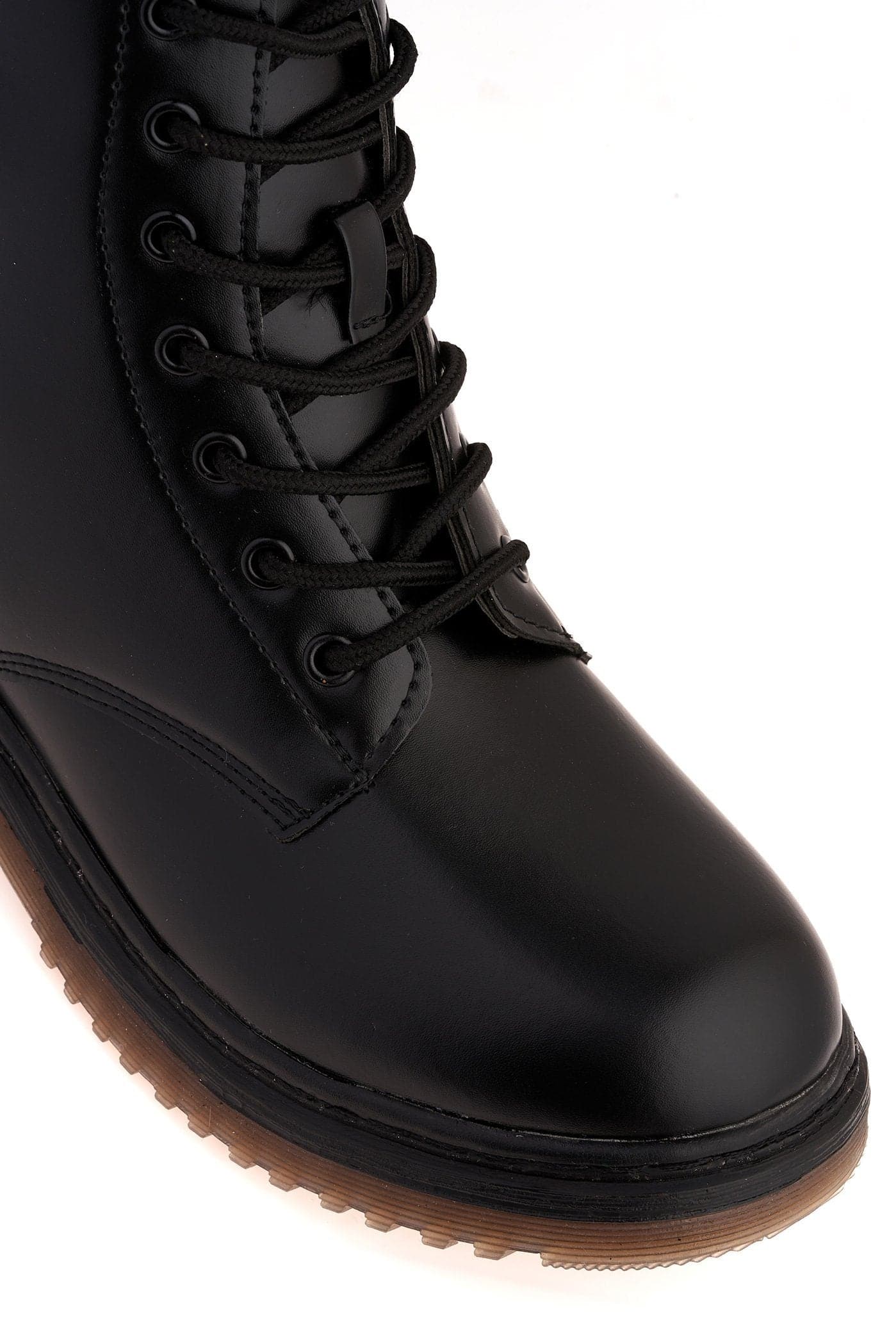 Pria Clear Sole Lace Up Boot in Black Matt - Image 6