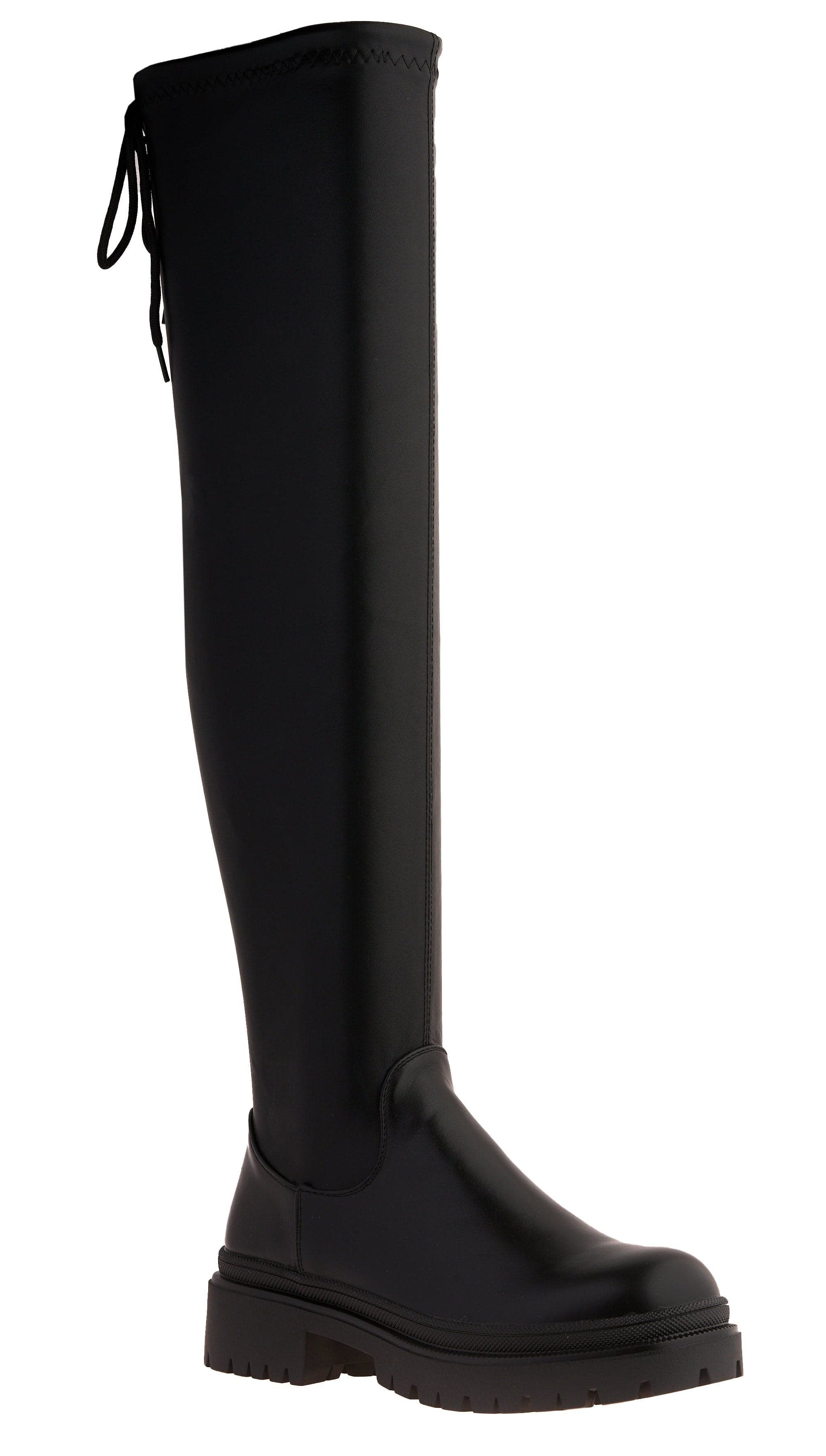 Lotte Cleated Sole Stretch Knee High Boot in Black - Image 5