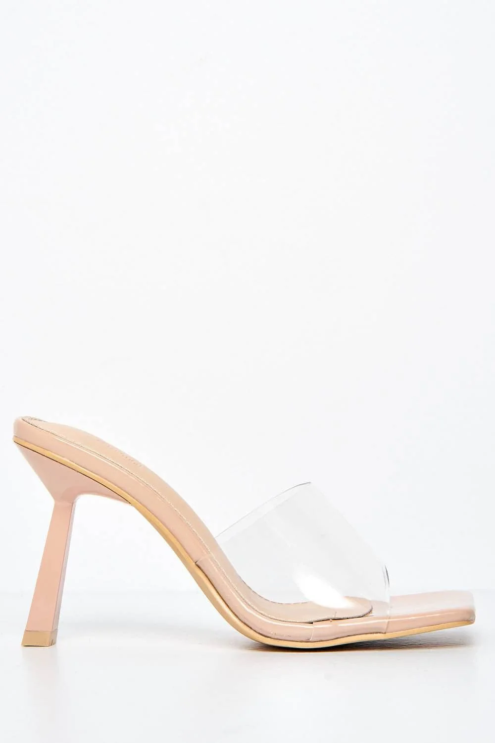 Coimbra Perspex Band Slanted Heel Mule in Nude - Image 4