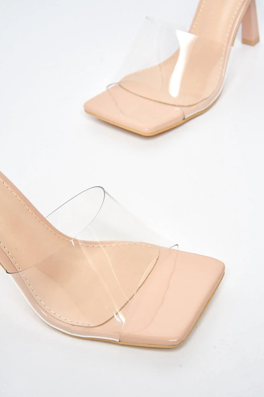 Coimbra Perspex Band Slanted Heel Mule in Nude - Image 5