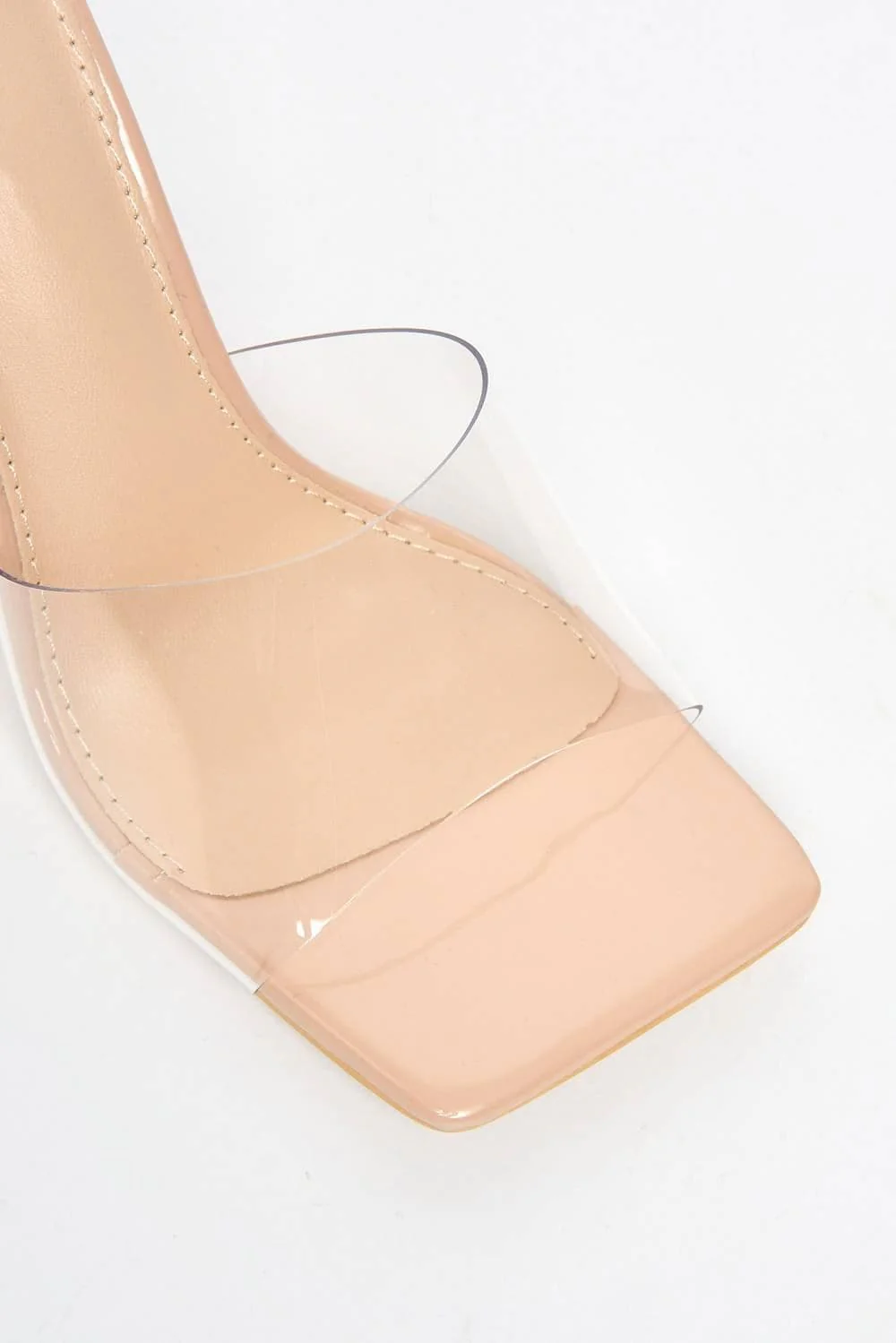 Coimbra Perspex Band Slanted Heel Mule in Nude - Image 6