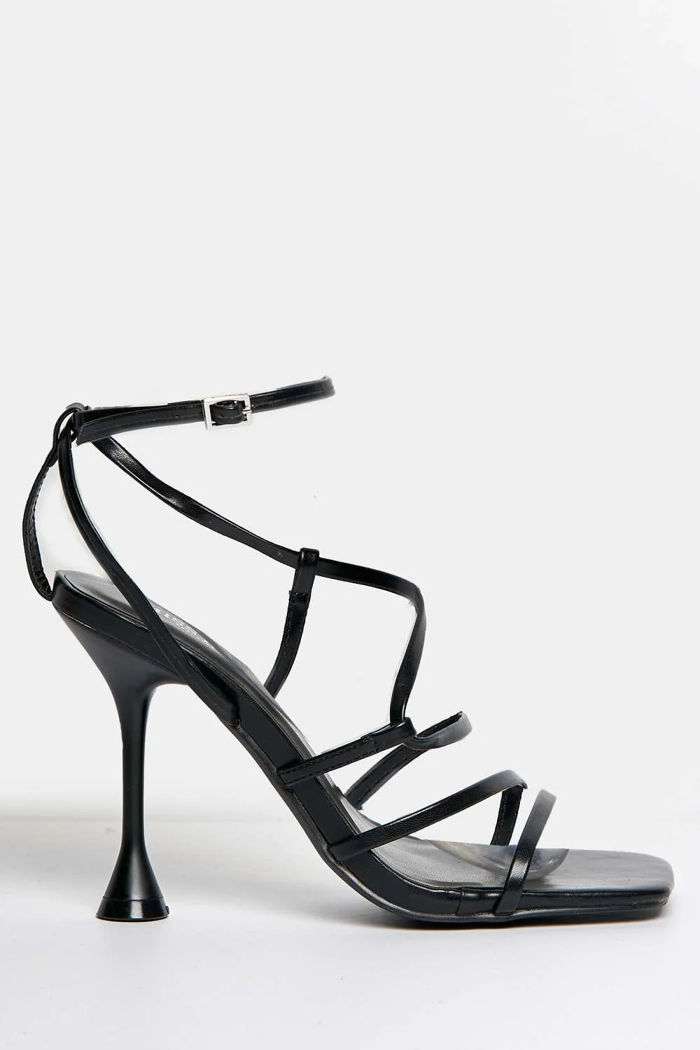 Courtney Strappy Heeled Sandals in Black Matt - Image 4