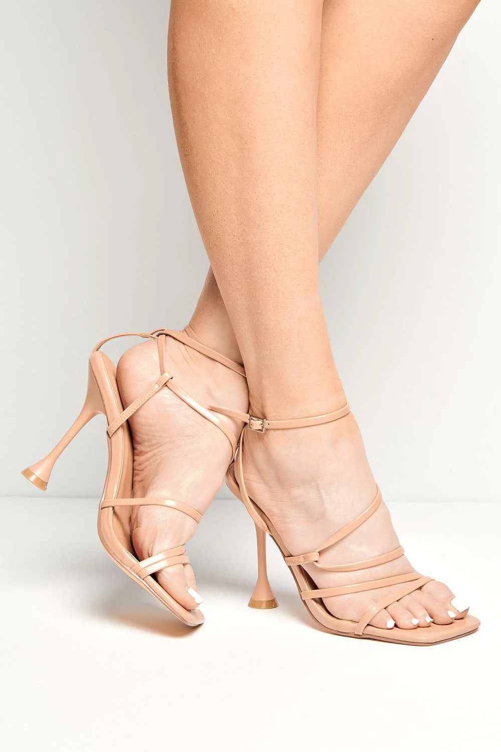 Courtney Strappy Heeled Sandals in Nude Matt - Image 3