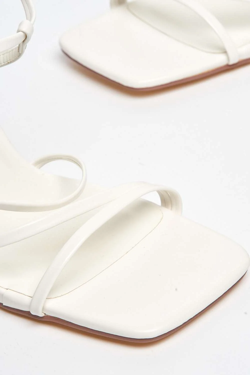 Courtney Strappy Heeled Sandals in White Matt - Image 5