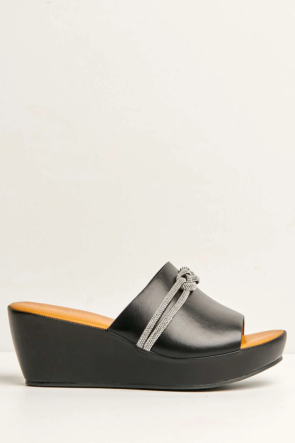 Cove Diamante Bow Large Band Wedge in Black - Image 5