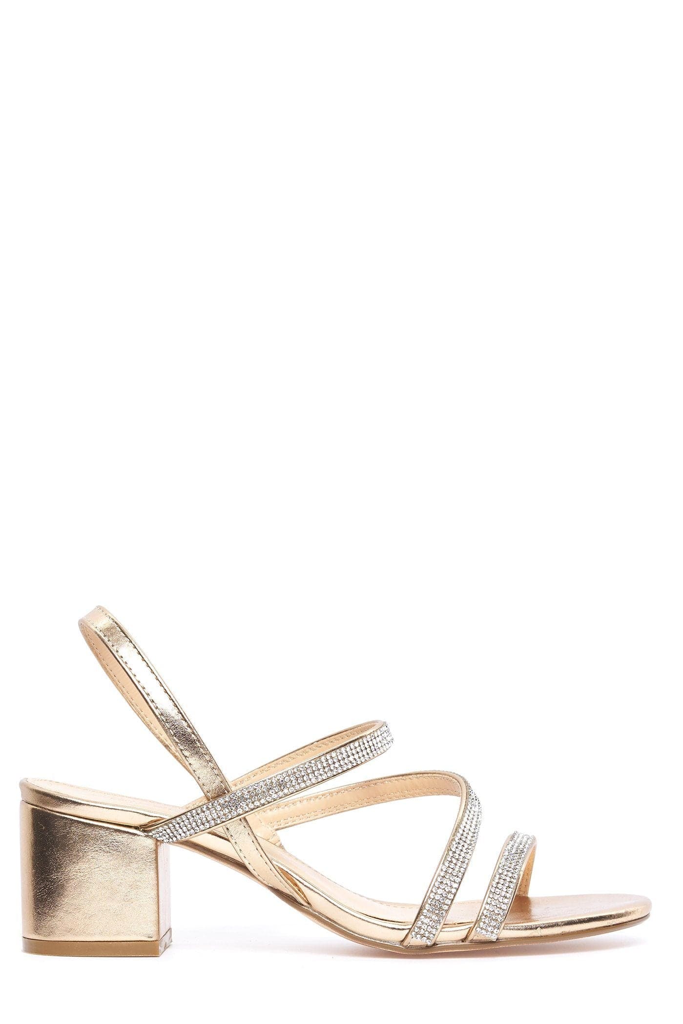 Darwin Crisscross Diamante Slingback Block Heel Sandal in Rose Gold - Image 4