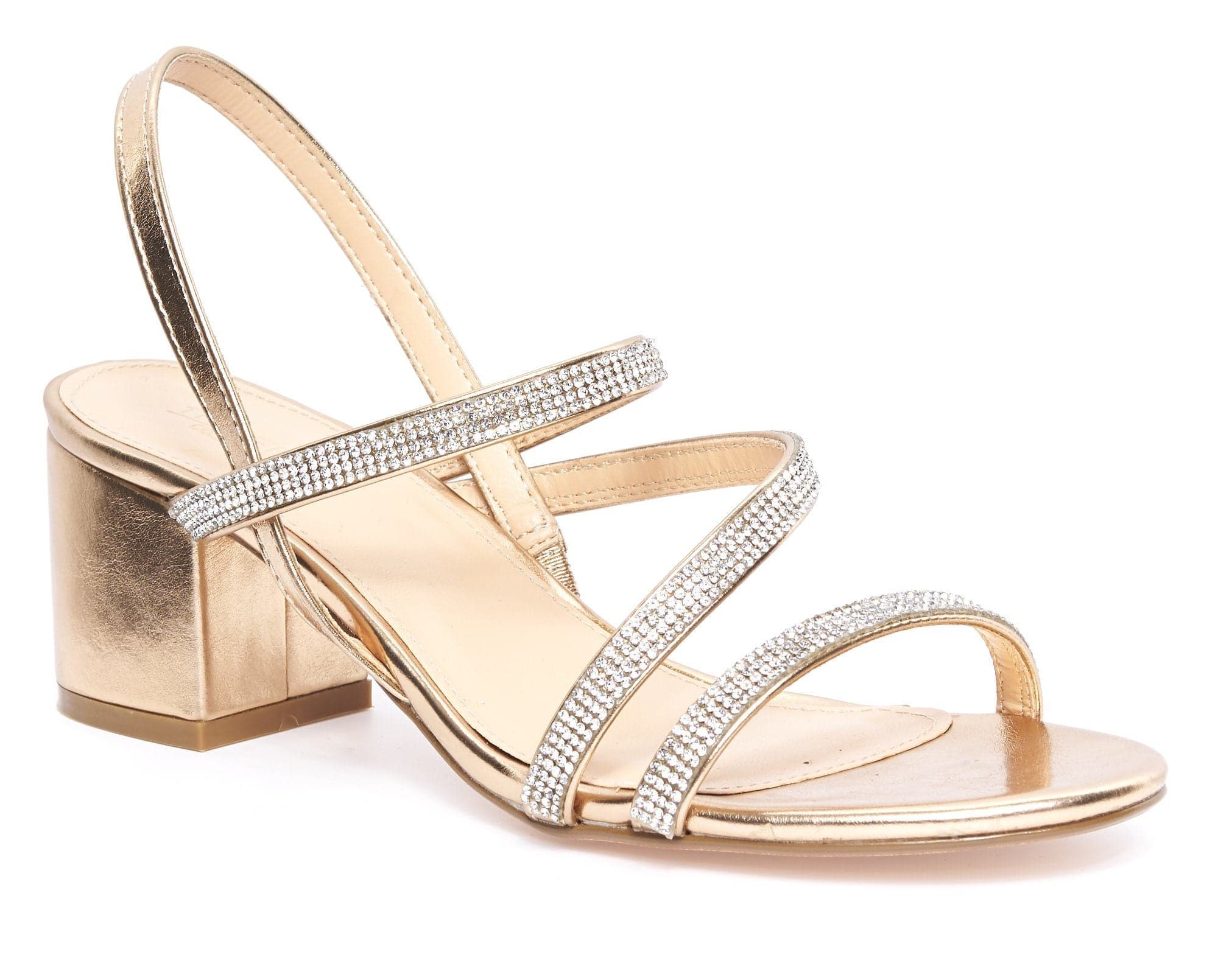 Darwin Crisscross Diamante Slingback Block Heel Sandal in Rose Gold - Image 5